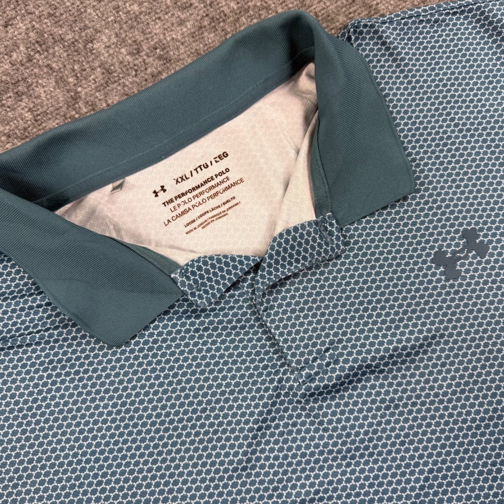 Under Armour Performance Polo‎ XXL Blue Geometric Honeycomb Print Men's